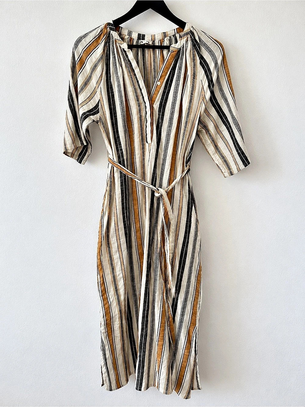 Maisin midi dress Striped Cotton in White & Orange Size Large